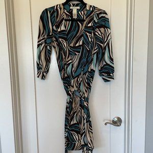 Laundry Abstract Wrap Dress, Size 4